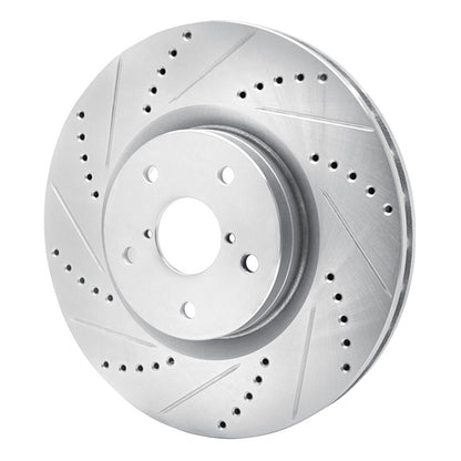 R1 Concepts R1 05-20 Subaru Impreza Front Left Drilled & Slotted Silver Brake Rotor