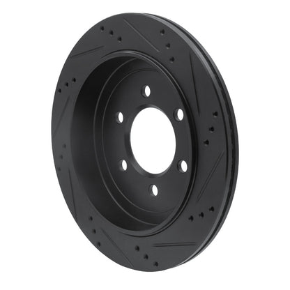 R1 Concepts R1 02-06 Ford Expedition Rear Left Drilled & Slotted Black Brake Rotor
