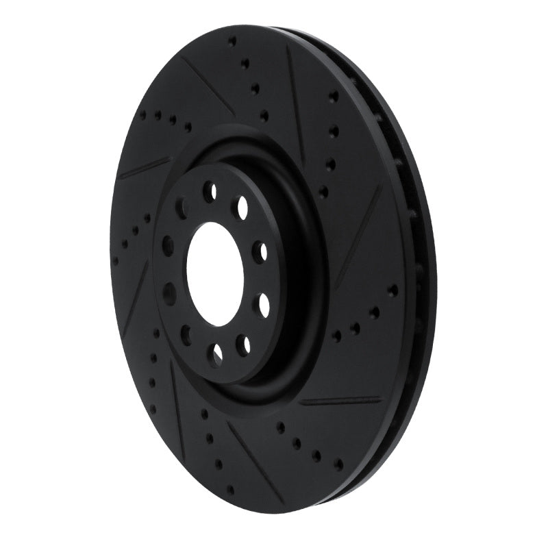 R1 Concepts R1 2017-2025 Alfa Romeo Stelvio Front Right Drilled & Slotted Black Brake Rotor