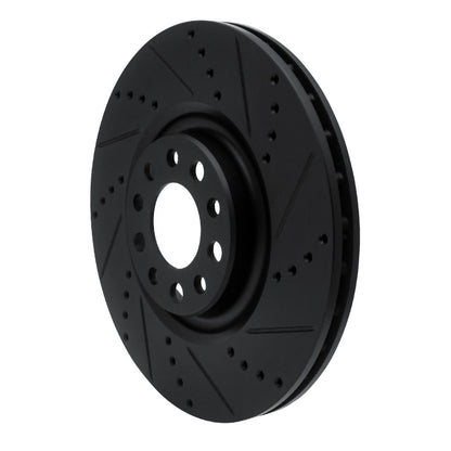 R1 Concepts R1 2017-2025 Alfa Romeo Stelvio Front Right Drilled & Slotted Black Brake Rotor