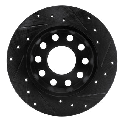 R1 Concepts R1 01-03 Volkswagen EuroVan Front Left Drilled & Slotted Black Brake Rotor