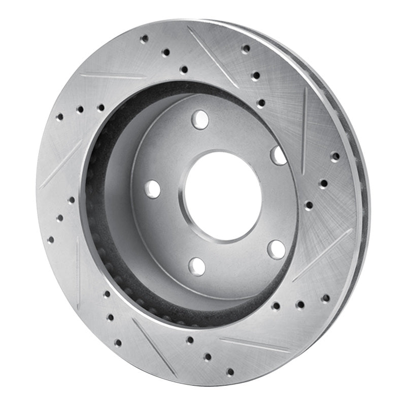 R1 Concepts R1 00-01 Dodge Ram 1500 Pickup Front Left Drilled & Slotted Silver Brake Rotor