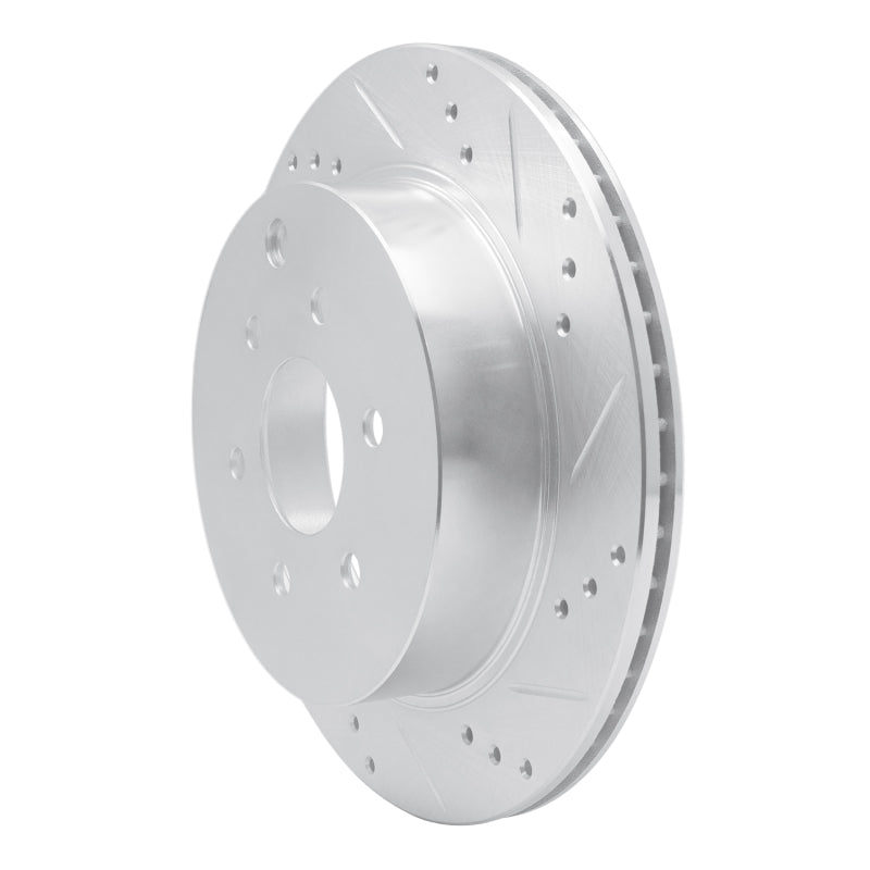 R1 Concepts R1 05-12 Nissan Pathfinder Rear Right Drilled & Slotted Silver Brake Rotor