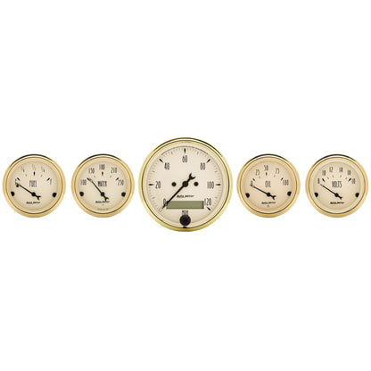 AutoMeter Gauge Kit 5 Pc. 3-1/8in. & 2-1/16in. Elec. Speedometer Golden Oldies