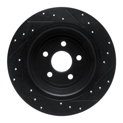 R1 Concepts R1 15-24 Ford Fusion Rear Left Drilled & Slotted Black Brake Rotor