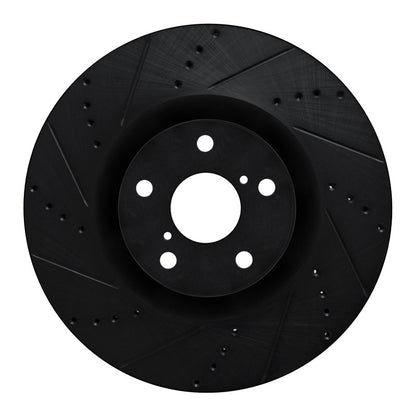 R1 Concepts R1 09-11 Lexus IS350 Left Front Drilled & Slotted Black Brake Rotor