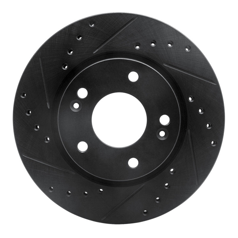 R1 Concepts R1 07-10 Hyundai Elantra Front Left Drilled & Slotted Black Brake Rotor