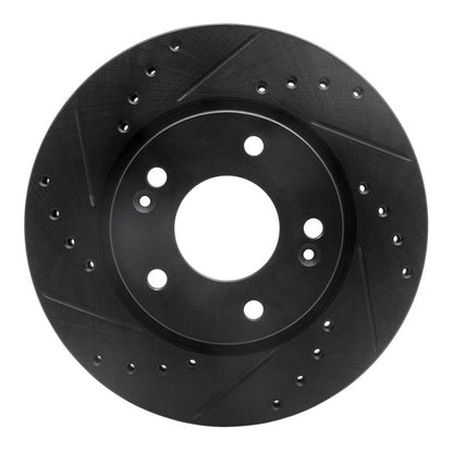 R1 Concepts R1 07-10 Hyundai Elantra Front Left Drilled & Slotted Black Brake Rotor
