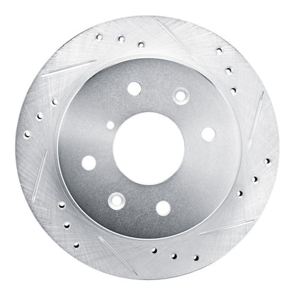 R1 Concepts R1 84-85 Mazda RX-7 Rear Right Drilled & Slotted Silver Brake Rotor