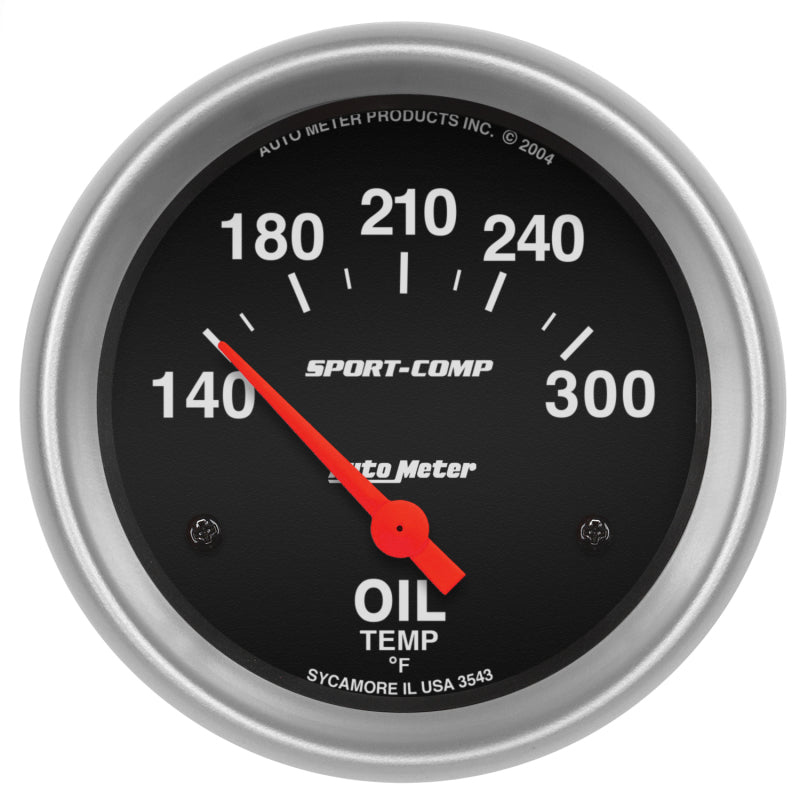 Autometer Sport-Comp 2 5/8in 140-300 Deg F Short Sweep Electronic Oil Temperature Gauge
