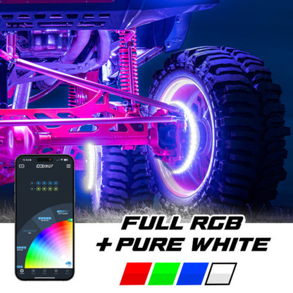 XKGlow XKmax 15in LED Ultra 3-Row Wheel Ring Light Kit w/RGBW Color Chasing App Control