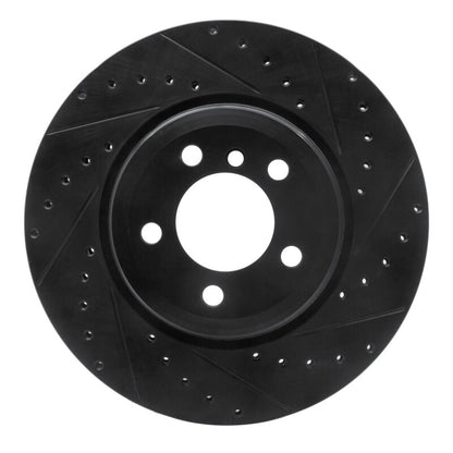 R1 Concepts R1 05-08 BMW 760I Rear Right Drilled & Slotted Black Brake Rotor