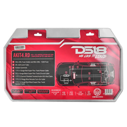 DS18 4-GA Amplifier Install Kit Advance- Red
