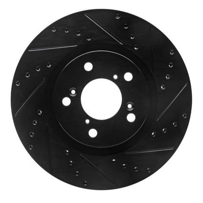 R1 Concepts R1 09-14 Acura TL Front Right Drilled & Slotted Black Brake Rotor