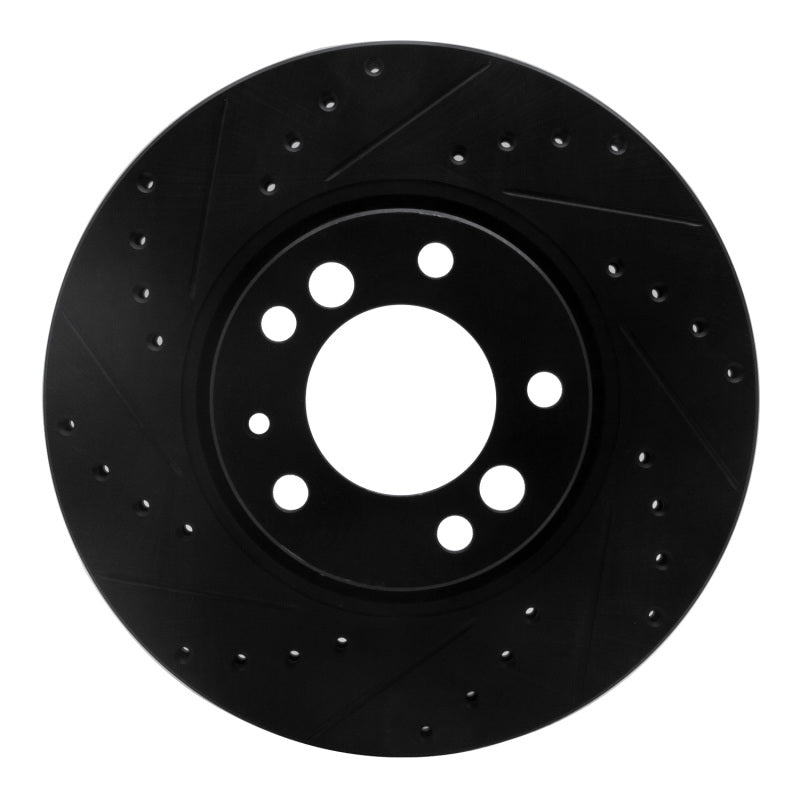 R1 Concepts R1 91-93 BMW M5 Front Left Drilled & Slotted Black Brake Rotor