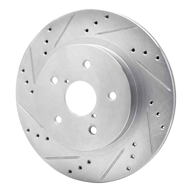 R1 Concepts R1 2015-2025 Subaru Outback Rear Left Drilled & Slotted Silver Brake Rotor