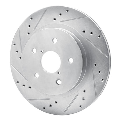 R1 Concepts R1 2015-2025 Subaru Outback Rear Left Drilled & Slotted Silver Brake Rotor