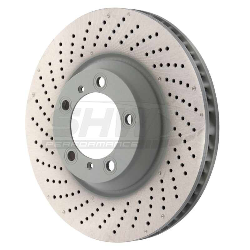 SHW Performance SHW 07-13 Porsche 911 Turbo 3.8L w/o Ceramics Left Front Drilled-Dimple MB Brake Rotor (99735140501)