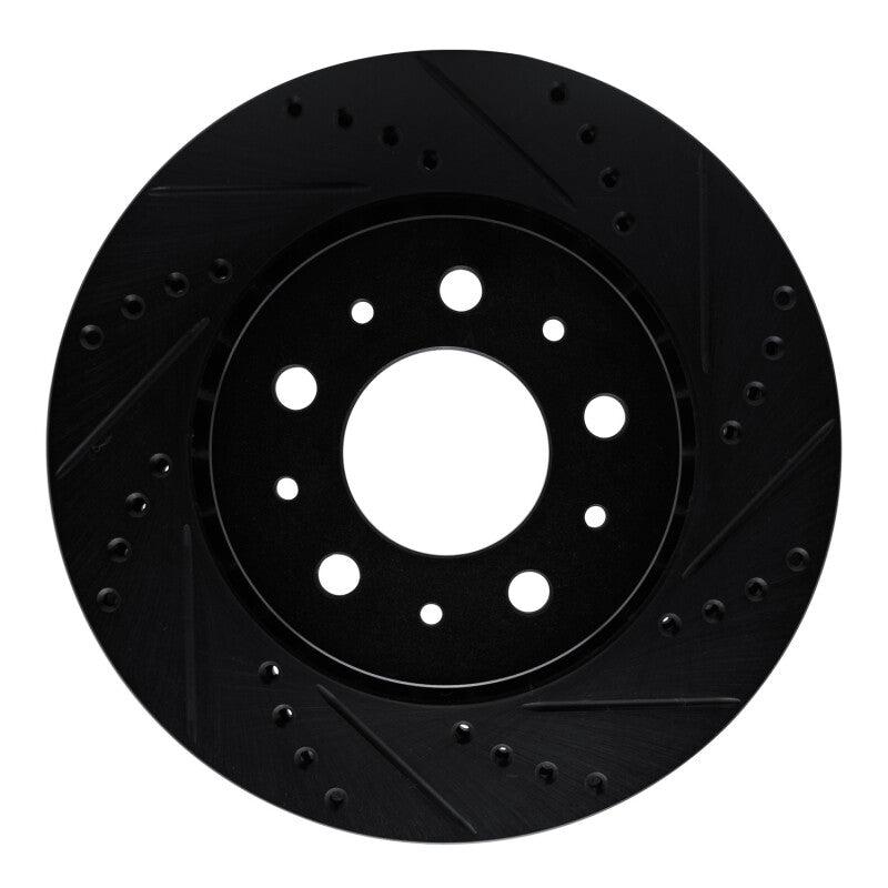 R1 Concepts R1 82-92 Volvo 740 Front Right Drilled & Slotted Black Brake Rotor