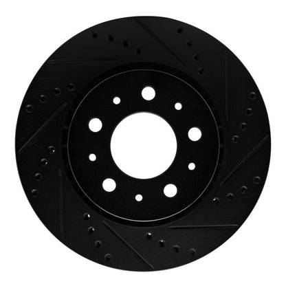 R1 Concepts R1 82-92 Volvo 740 Front Right Drilled & Slotted Black Brake Rotor