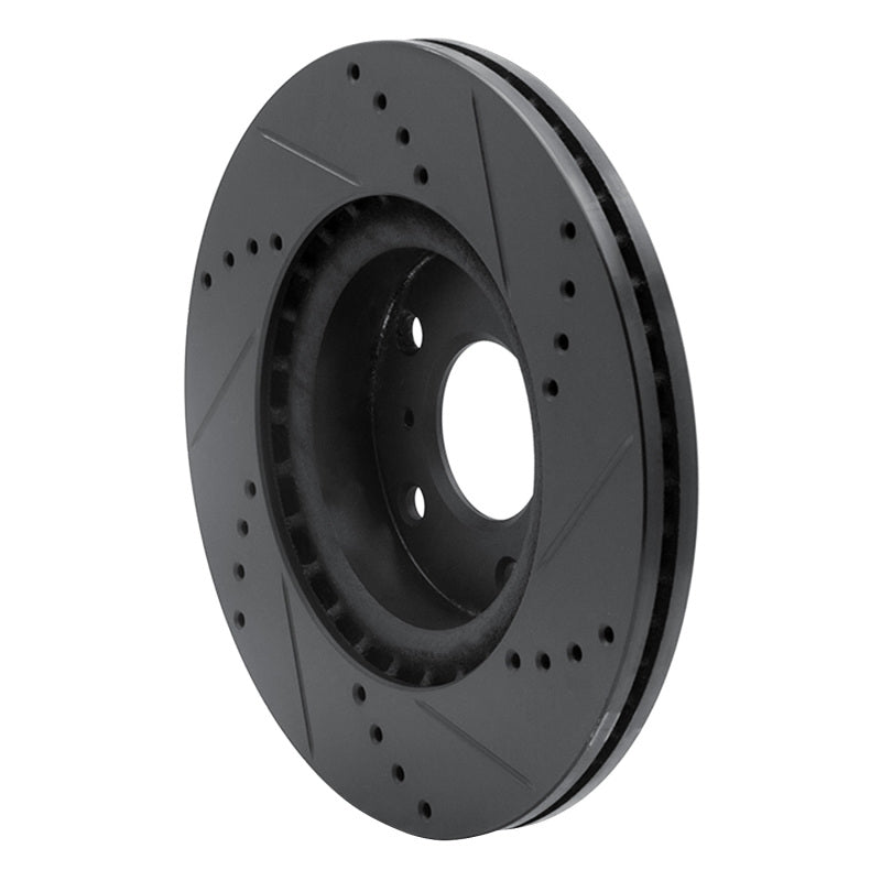 R1 Concepts R1 03-05 Infiniti G35 Front Left Drilled & Slotted Black Brake Rotor