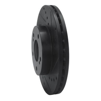 R1 Concepts R1 89-90 Nissan 300ZX Front Right Drilled & Slotted Black Brake Rotor