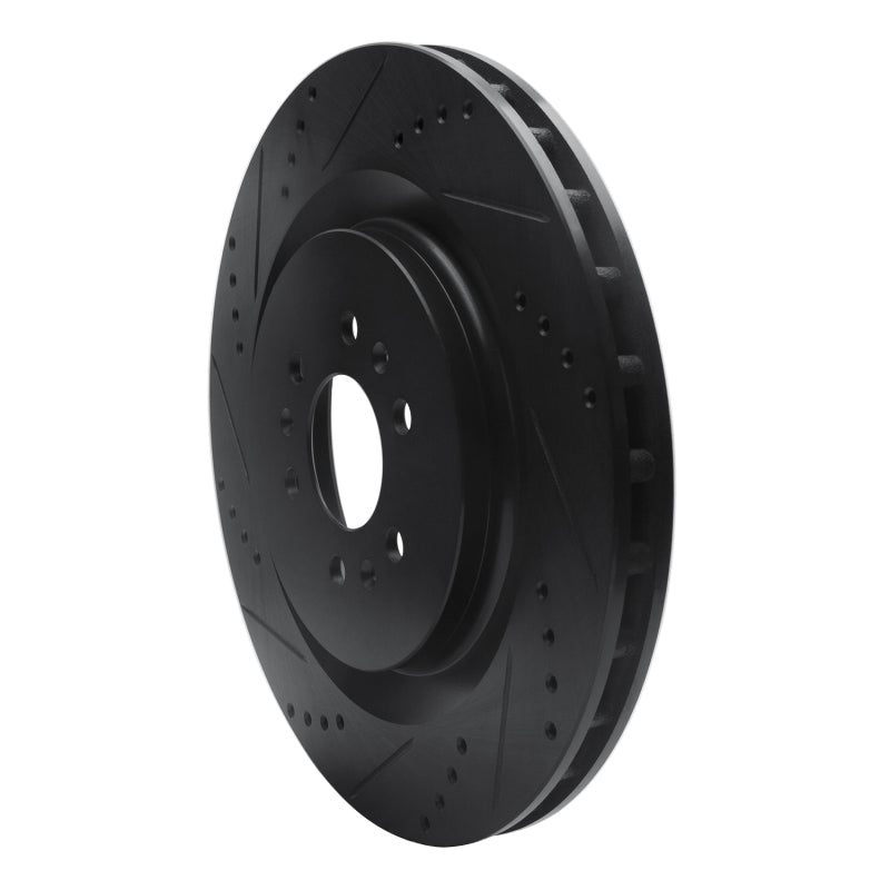 R1 Concepts R1 04-11 Cadillac STS Rear Left Drilled & Slotted Black Brake Rotor