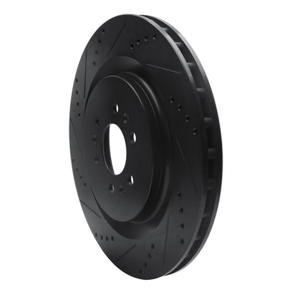 R1 Concepts R1 04-11 Cadillac STS Rear Left Drilled & Slotted Black Brake Rotor