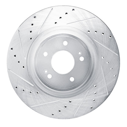 R1 Concepts R1 2022-2023 Genesis G70 Front Left Drilled & Slotted Silver Brake Rotor
