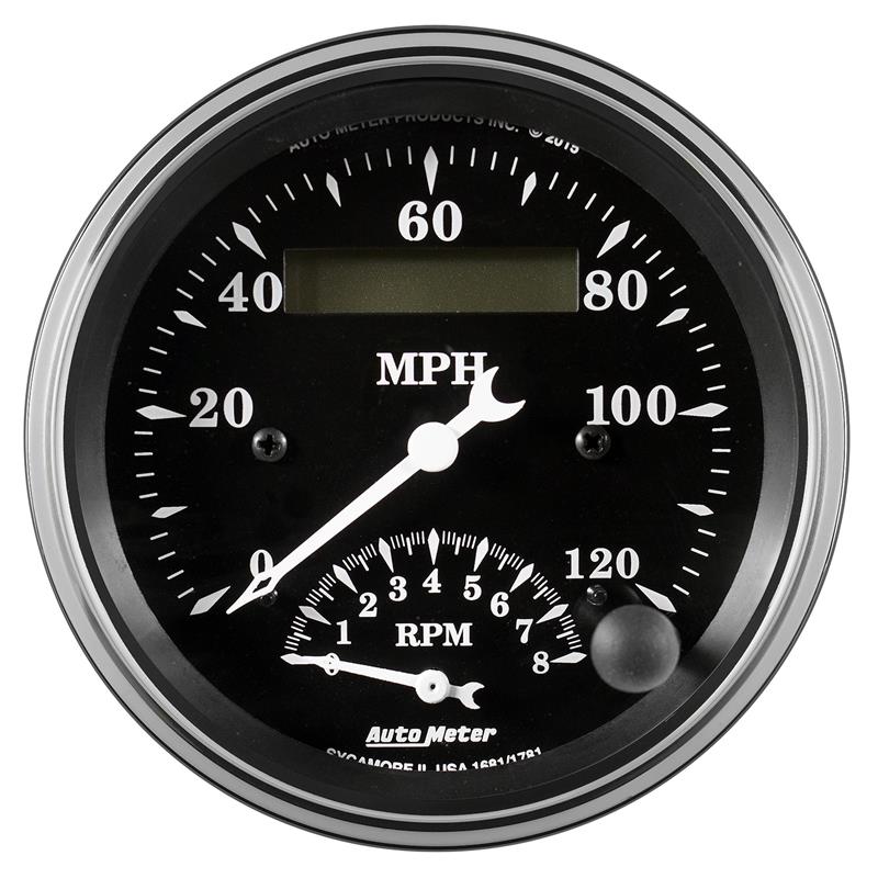 AutoMeter Auto Meter Gauge Tach/Speedo 3 3/8in 120mph & 8k RPM Elec. Program. Old Tyme Blk