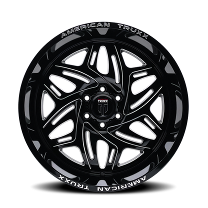 American Truxx AT1914 Euphoria 22x12 / 6x135 BP / -44mm Offset / 87.1mm Hub Gloss Black Milled Wheel