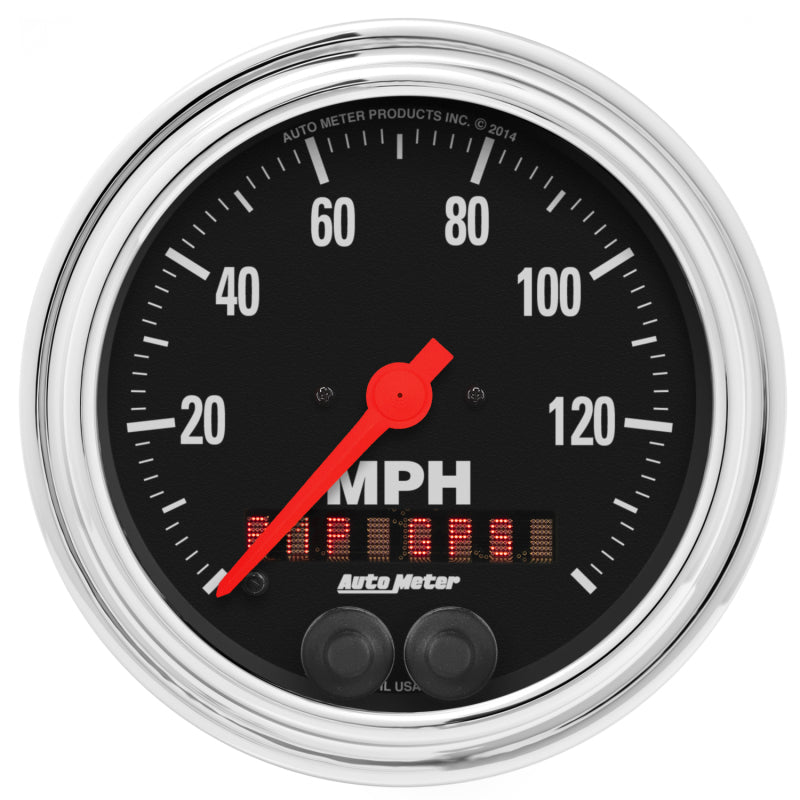 Autometer Traditional Chrome 3-3/8in 140 MPH In-Dash Full Sweep GPS Speedometer