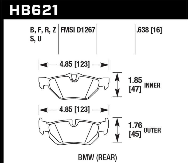Hawk Performance Hawk 08-11 BMW 128i / 10 BMW 323i / 07-11 BMW 328i / 07-11 BMW 328XI HPS Street Rear Brake Pads