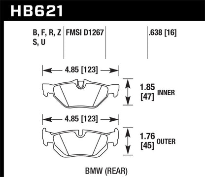 Hawk Performance Hawk 08-11 BMW 128i / 10 BMW 323i / 07-11 BMW 328i / 07-11 BMW 328XI HT-10 Race Rear Brake Pads
