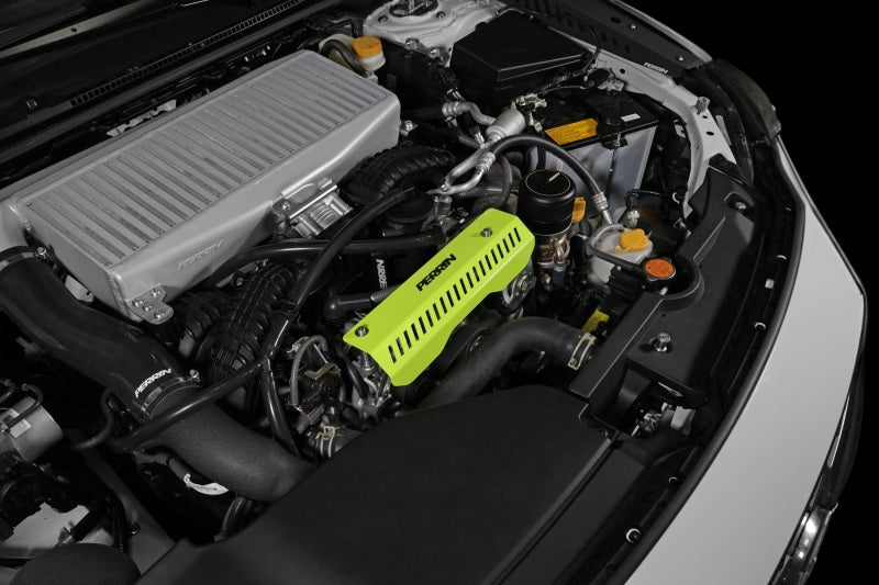 Perrin Performance PERRIN 22-26 Subaru WRX Pulley Cover - Neon Yellow (SHORT - For Use w/PERRIN AOS)