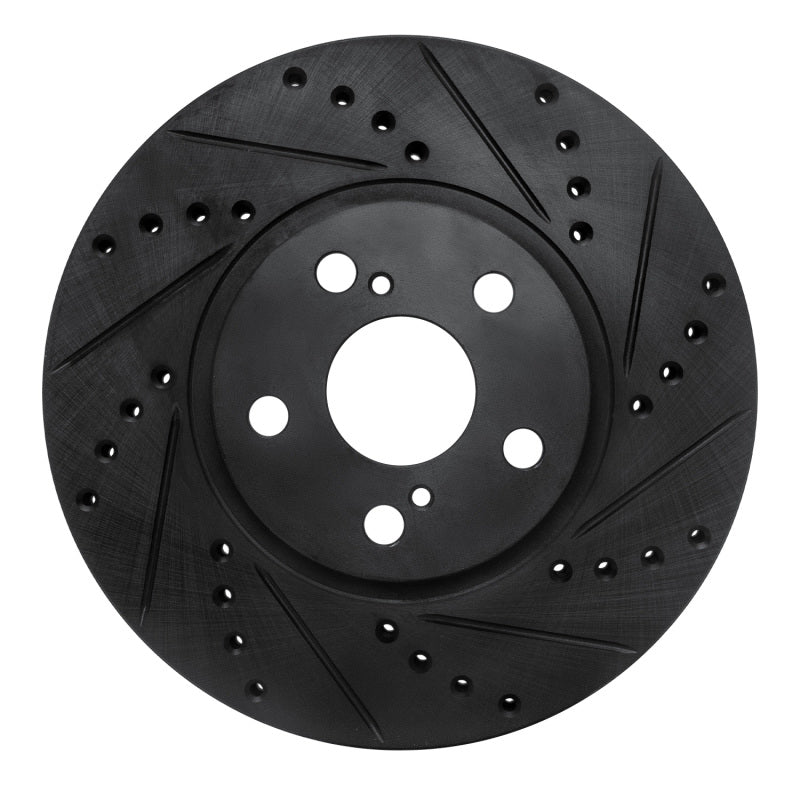 R1 Concepts R1 00-10 Pontiac Vibe Front Right Drilled & Slotted Black Brake Rotor
