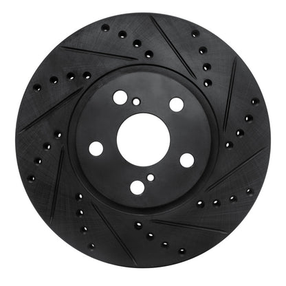 R1 Concepts R1 00-10 Pontiac Vibe Front Right Drilled & Slotted Black Brake Rotor