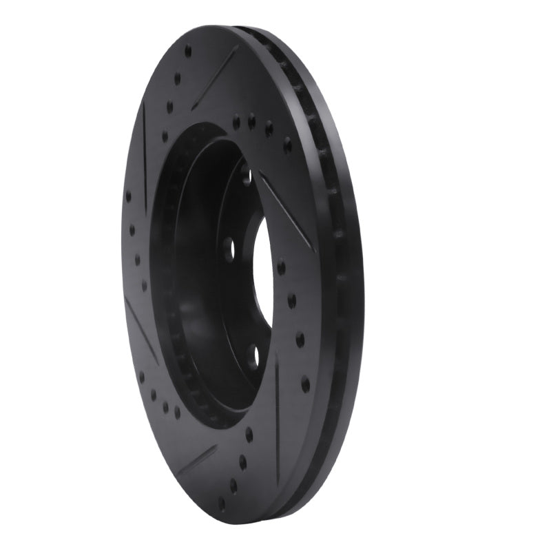R1 Concepts R1 87-93 Mercedes-Benz 190D Front Right Drilled & Slotted Black Brake Rotor