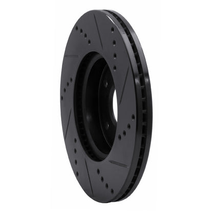 R1 Concepts R1 13-25 Honda Civic Sedan Front Left Drilled & Slotted Black Brake Rotor