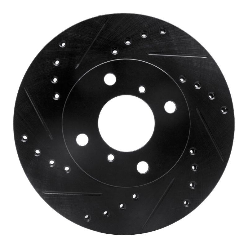 R1 Concepts R1 99-07 Suzuki Aerio Front Left Drilled & Slotted Black Brake Rotor