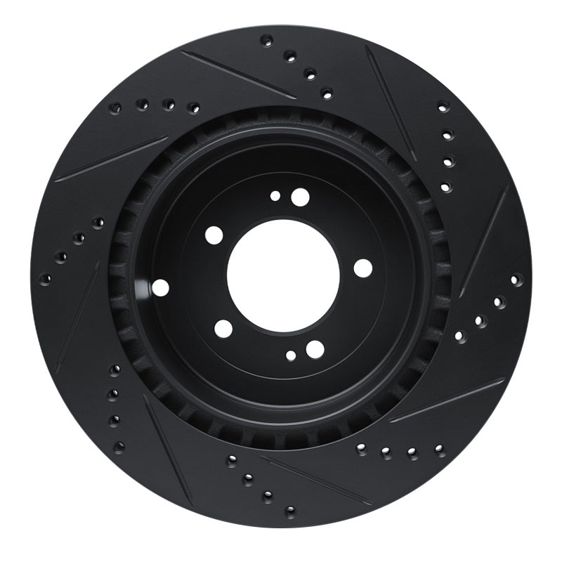 R1 Concepts R1 08-15 Mitsubishi Lancer Rear Left Drilled & Slotted Black Brake Rotor