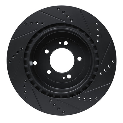 R1 Concepts R1 08-15 Mitsubishi Lancer Rear Left Drilled & Slotted Black Brake Rotor