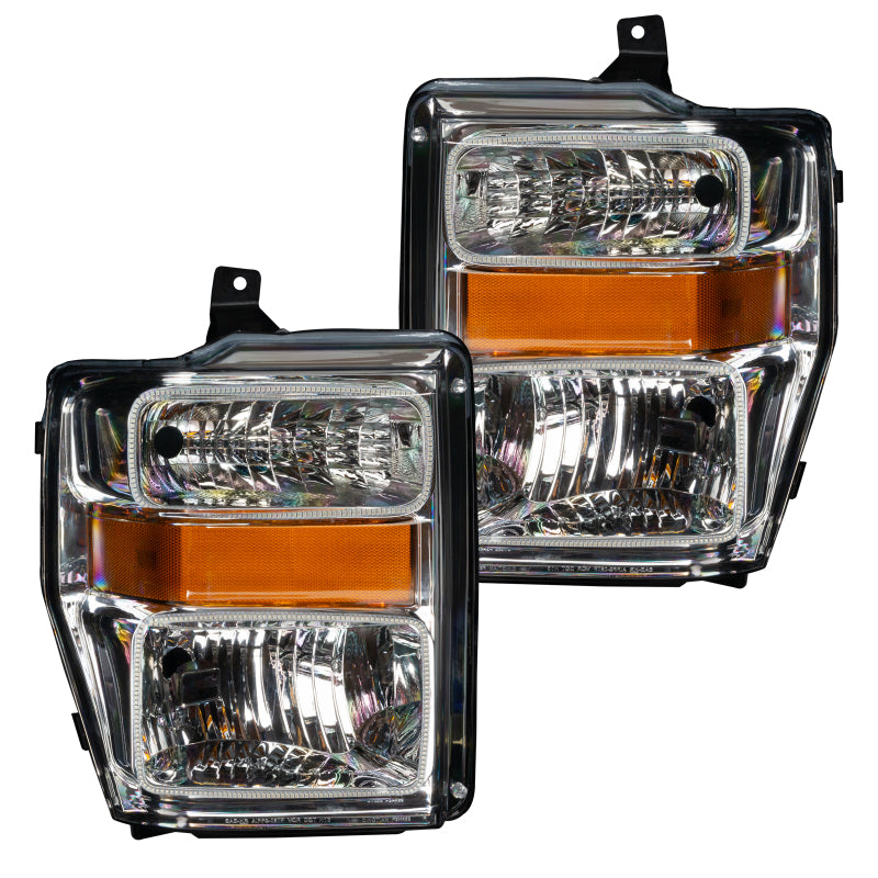 ORACLE Lighting Oracle 08-10 Ford F250/350 Pre-Assembled Halo Headlights - Chrome Housing - ColorSHIFT