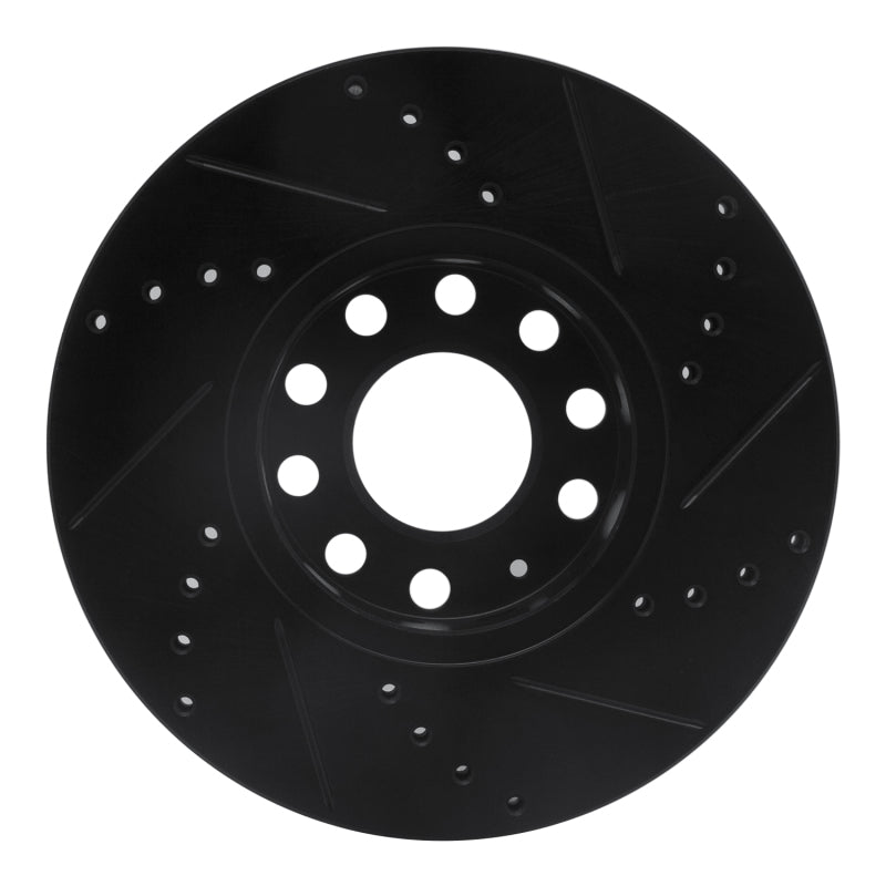 R1 Concepts R1 92-08 Audi A4 (Mexico) Front Left Drilled & Slotted Black Brake Rotor