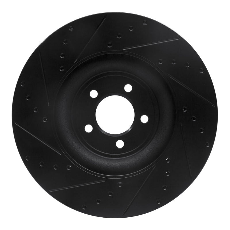 R1 Concepts R1 06-21 Jaguar F-Type Front Right Drilled & Slotted Black Brake Rotor