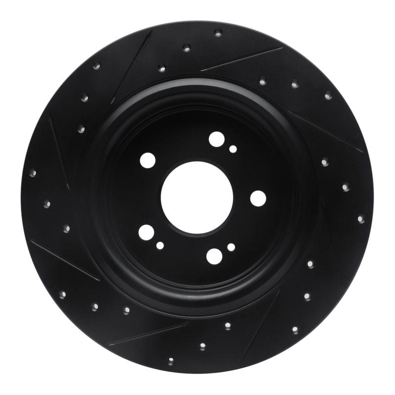 R1 Concepts R1 18-25 Honda Odyssey Rear Right Drilled & Slotted Black Brake Rotor