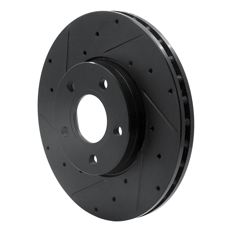 R1 Concepts R1 12-18 Ford C-MAX Front Left Drilled & Slotted Black Brake Rotor
