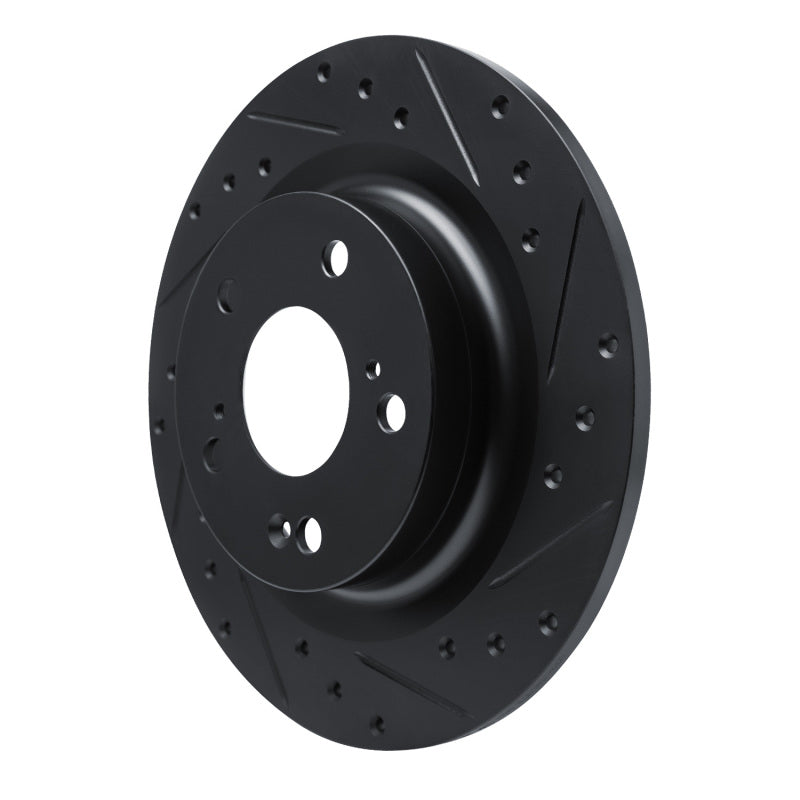 R1 Concepts R1 17-25 Acura Integra Rear Right Drilled & Slotted Black Brake Rotor