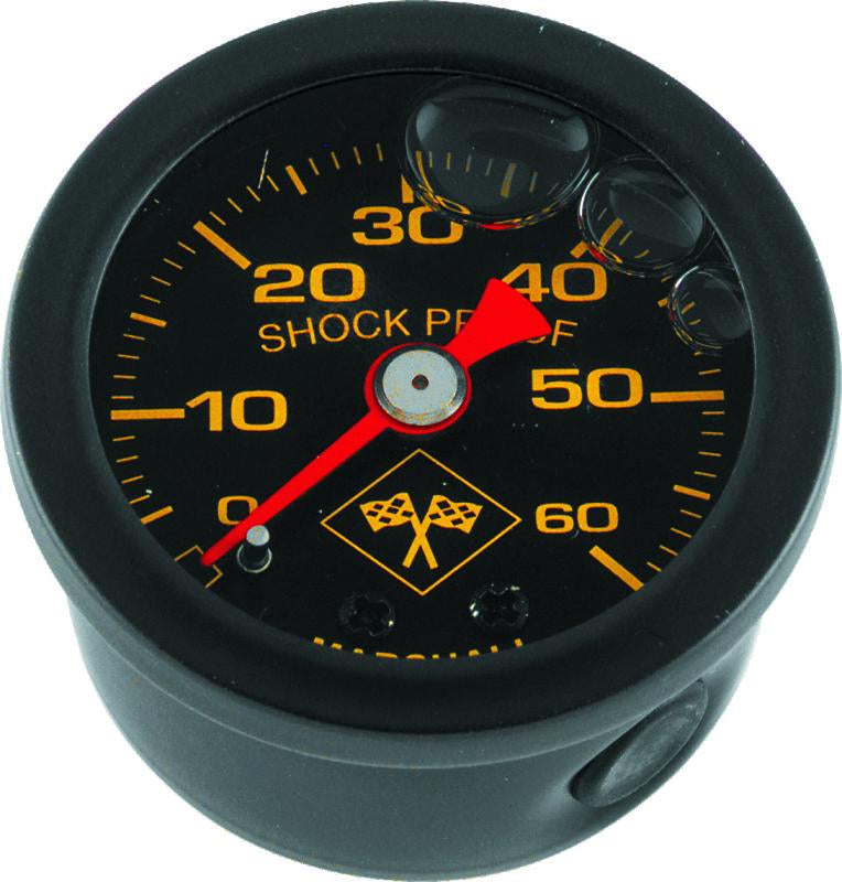 Bikers Choice 0-60 PSI Oil Pressure Gauge Black Face Black Bezel Liquid Filled Universal Custom