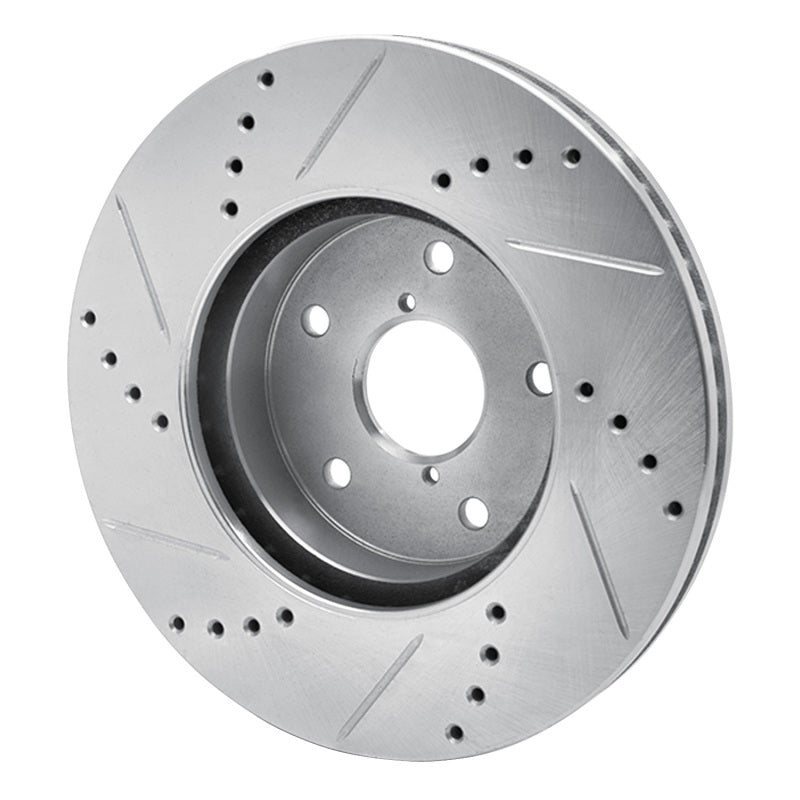 R1 Concepts R1 15-19 Subaru Legacy Front Right Drilled & Slotted Silver Brake Rotor